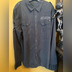 Afflictions Black Premium Vintage Button Down Shirt